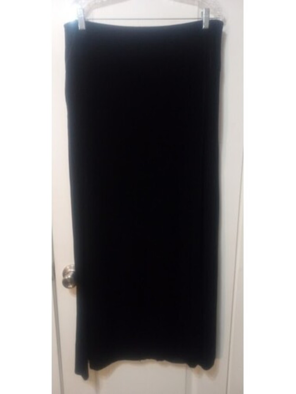 Black Velvet Thigh‑Slit Maxi Skirt — Patra, Size 16